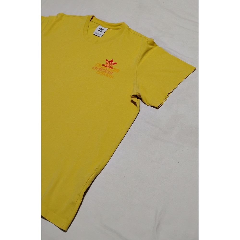 adidas Originals Trefoil Graphic T-shirt Yellow Red Men's 2XL Embroidered Chest